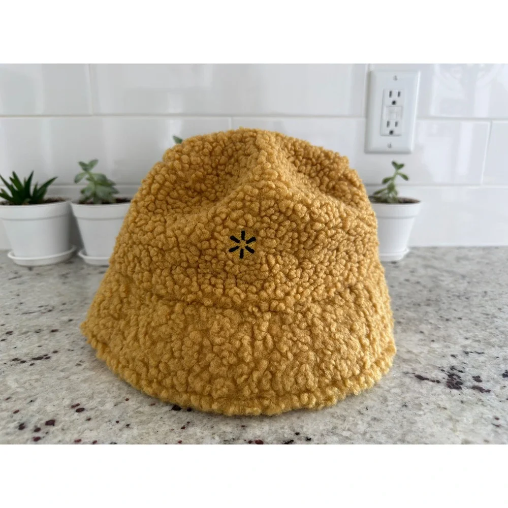 Smiley Face Sherpa Bucket Hat‎ Yellow One Size